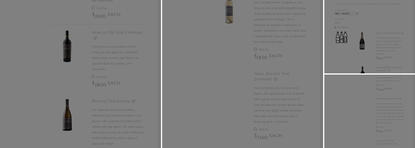 Ironstone Vineyards Menu