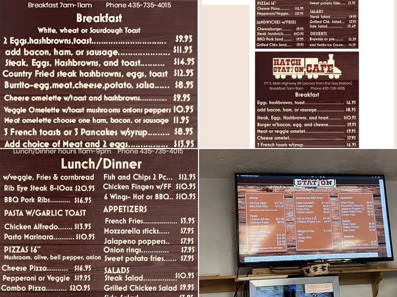 Hatch Station Cafe and Motel Menu