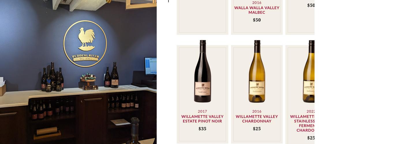 Pudding River Wine Cellars Menu