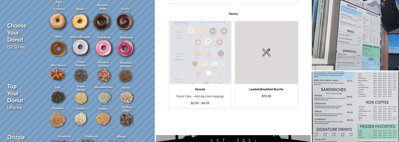 Camp One Coffee & Donuts Menu