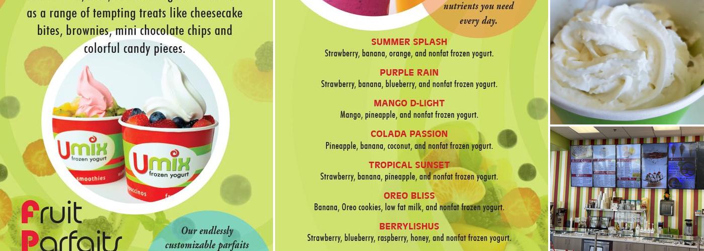 Umix Frozen Yogurt Menu