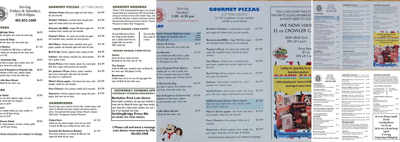 SchillingBridge Winery & Brewery Menu