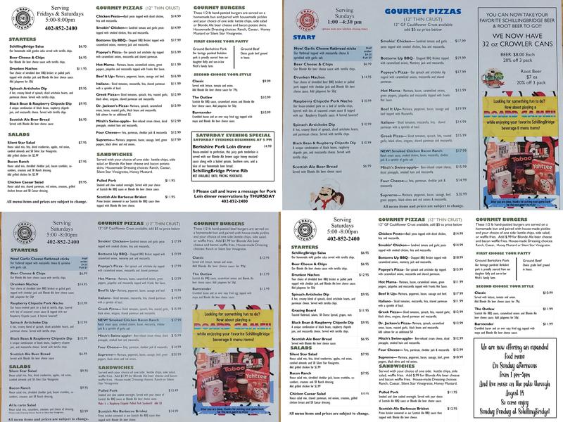 SchillingBridge Winery & Brewery Menu