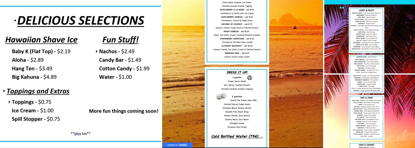 The Tiki Hut Hawaiian Shave Ice Menu