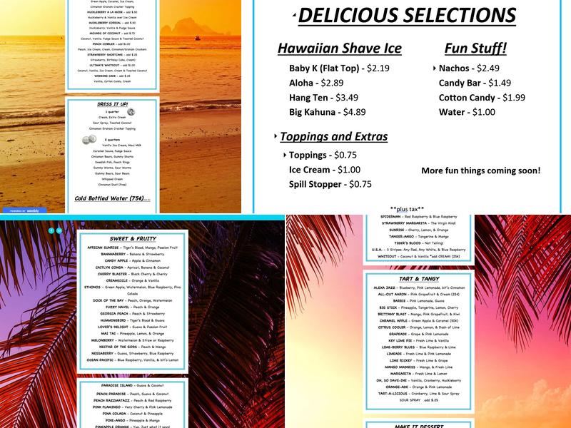 The Tiki Hut Hawaiian Shave Ice Menu