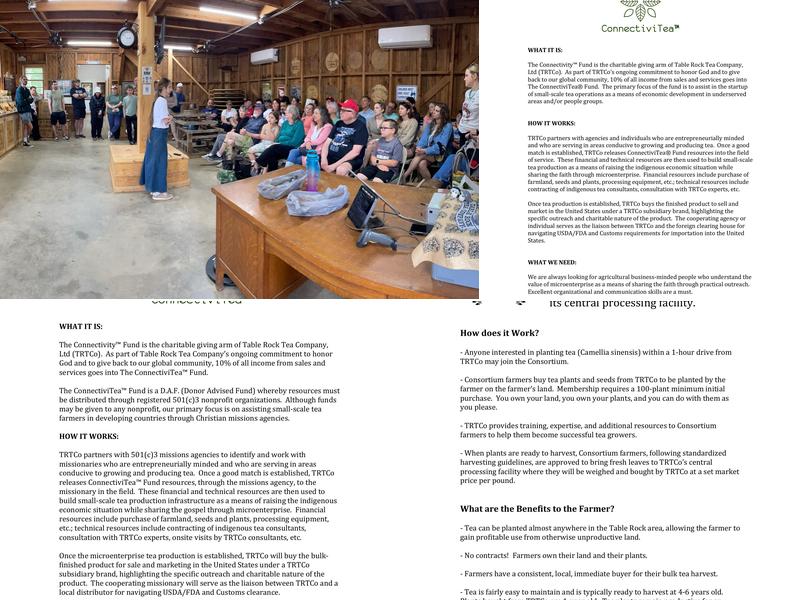 Table Rock Tea Company Menu