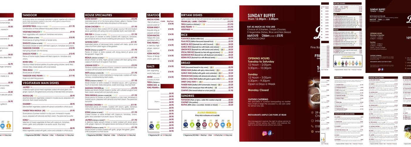 Bipul’s Kitchen Menu