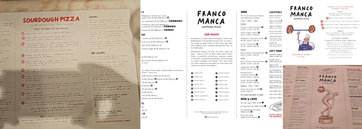 Franco Manca Wimbledon Menu