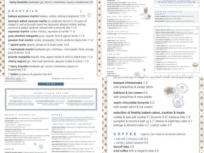 Megan's in the Village Restaurant (Wimbledon) Menu