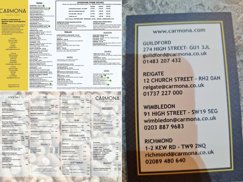 Carmona Steak & Tapas Menu