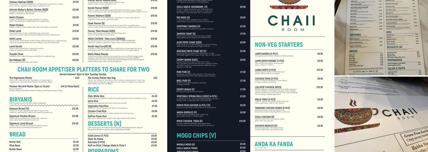 Chaii Room Menu