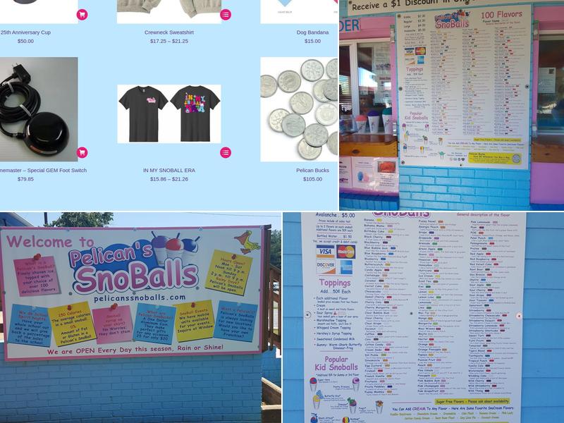 Pelican's Snoballs Menu