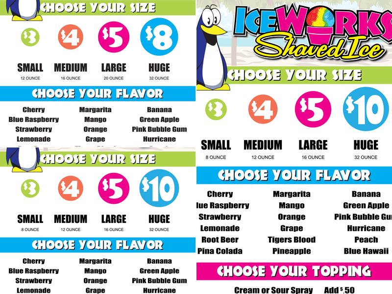 Iceworks Menu