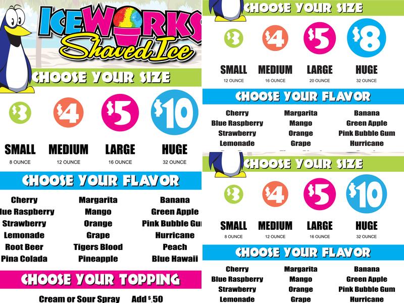 Iceworks Menu