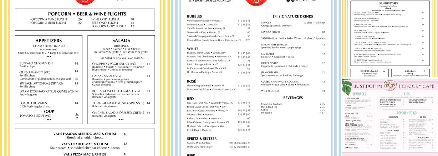 Just Pop In! Menu