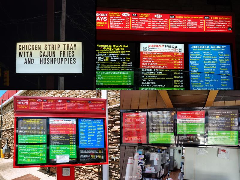 Cook Out Menu