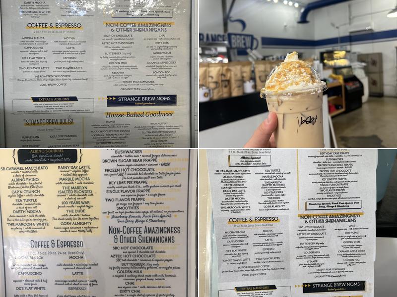 Strange Brew Coffeehouse Tupelo Menu