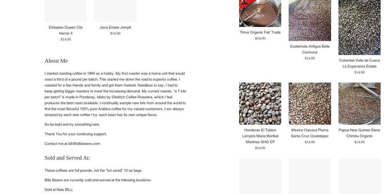 Bills Beans LLC Menu