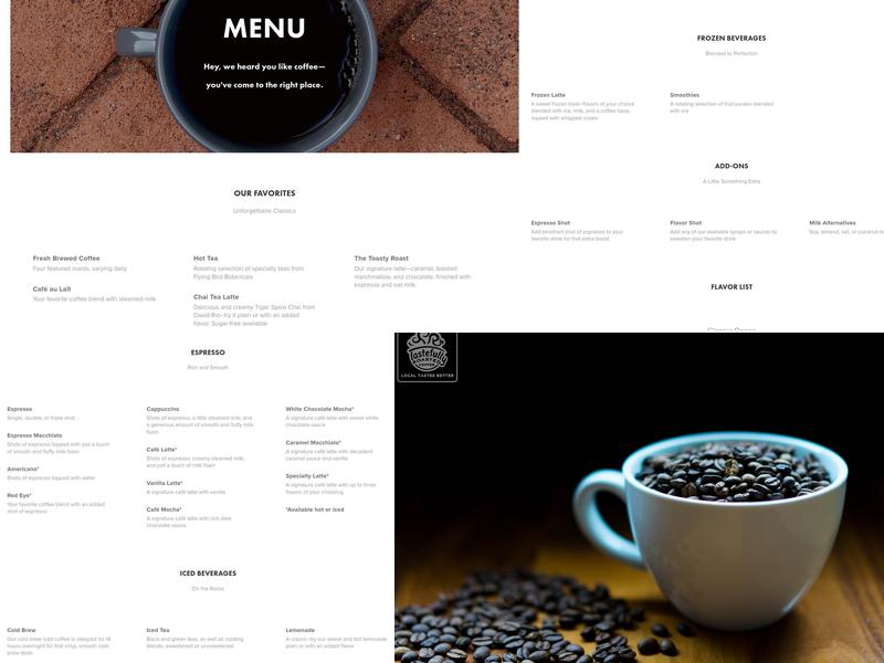Tastefully Roasted Coffee Menu