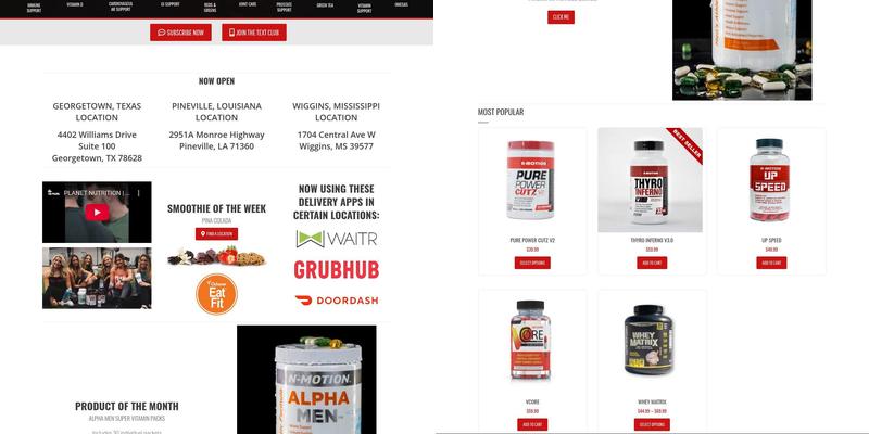 Planet Nutrition, Inc. Menu