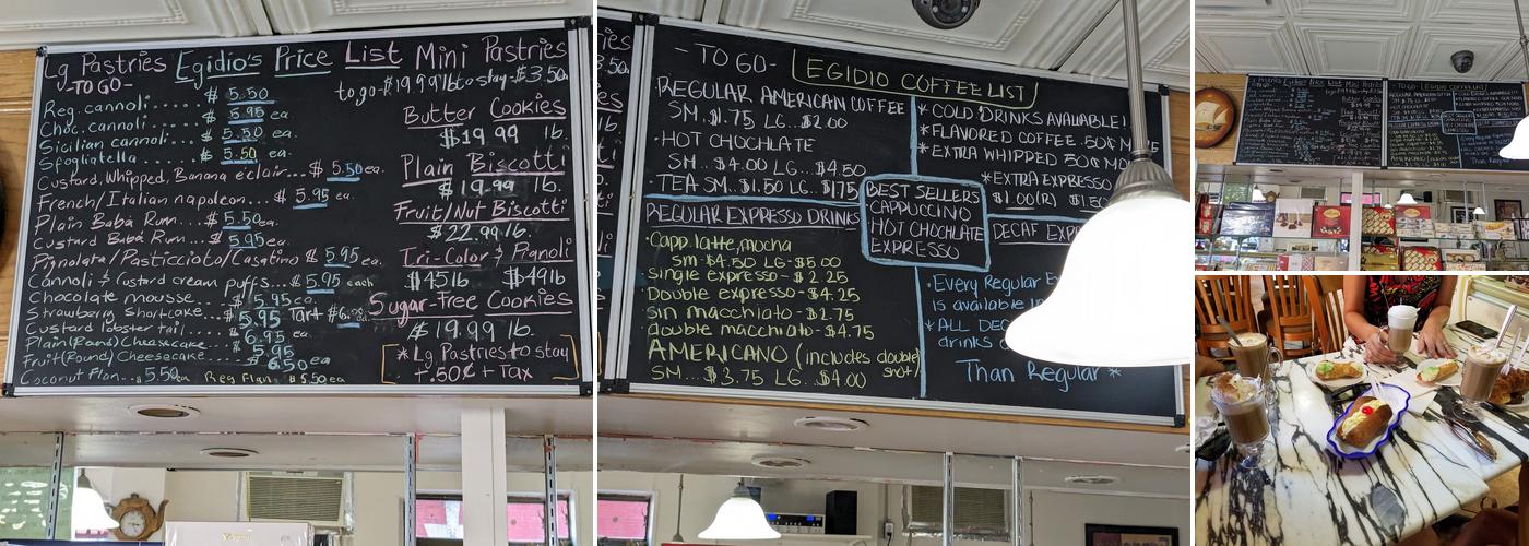 Egidio Pastry Shop Menu