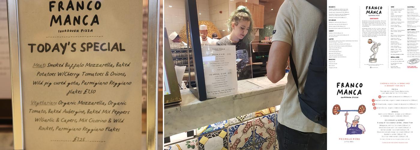 Franco Manca Westfield Stratford Menu
