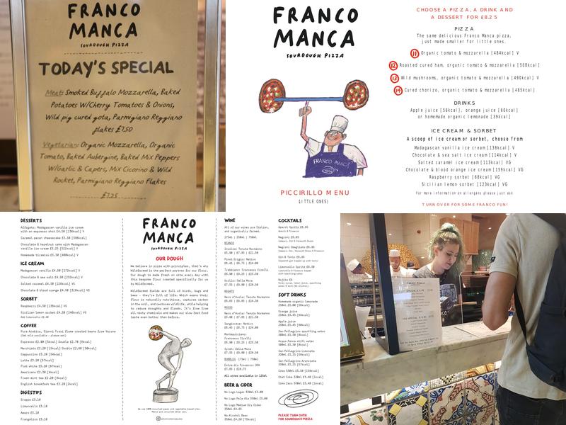 Franco Manca Westfield Stratford Menu