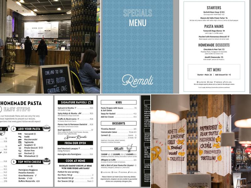 Pasta Remoli Westfield Stratford Menu