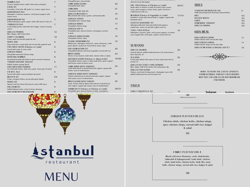 Istanbul Restaurant Menu