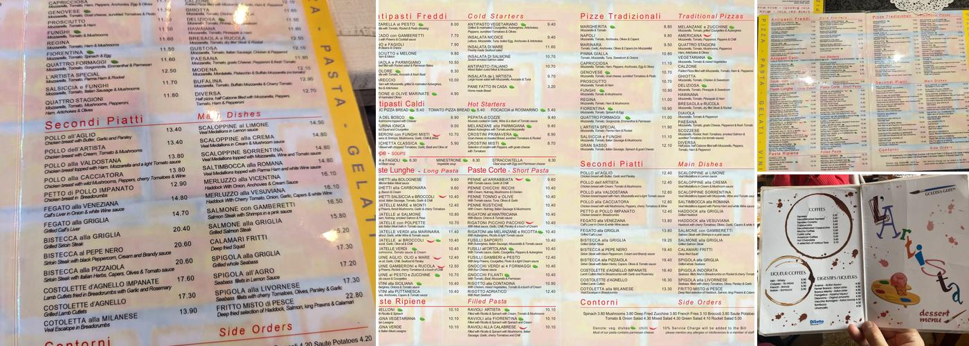 L'artista Ristorante Pizzeria Menu