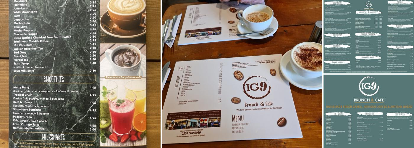IG9 Brunch & Cafe Menu