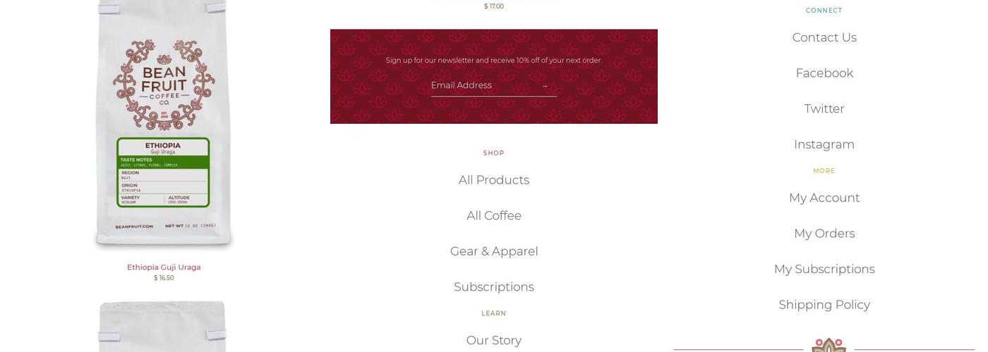 BeanFruit Coffee Company Menu