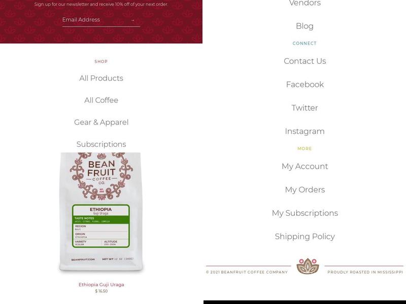BeanFruit Coffee Company Menu
