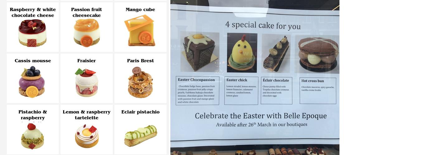Belle Epoque Patisserie Menu