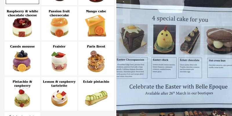 Belle Epoque Patisserie Menu