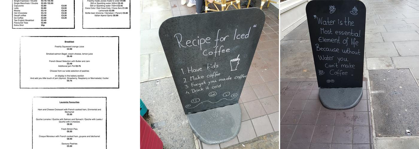 Laurents Paddington Menu