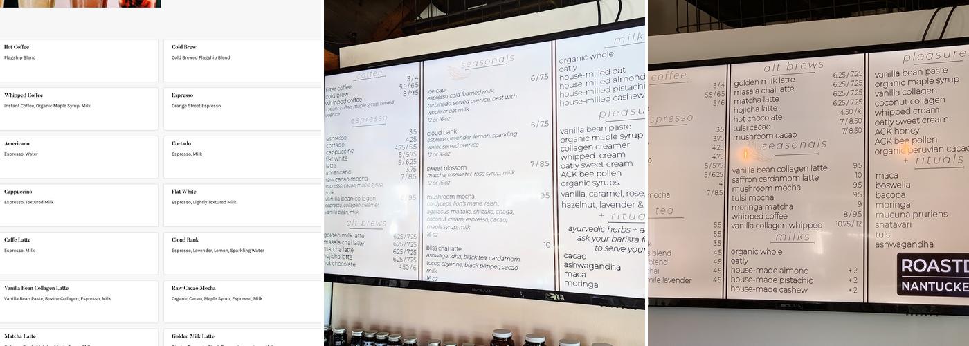 Roastd General Store Menu