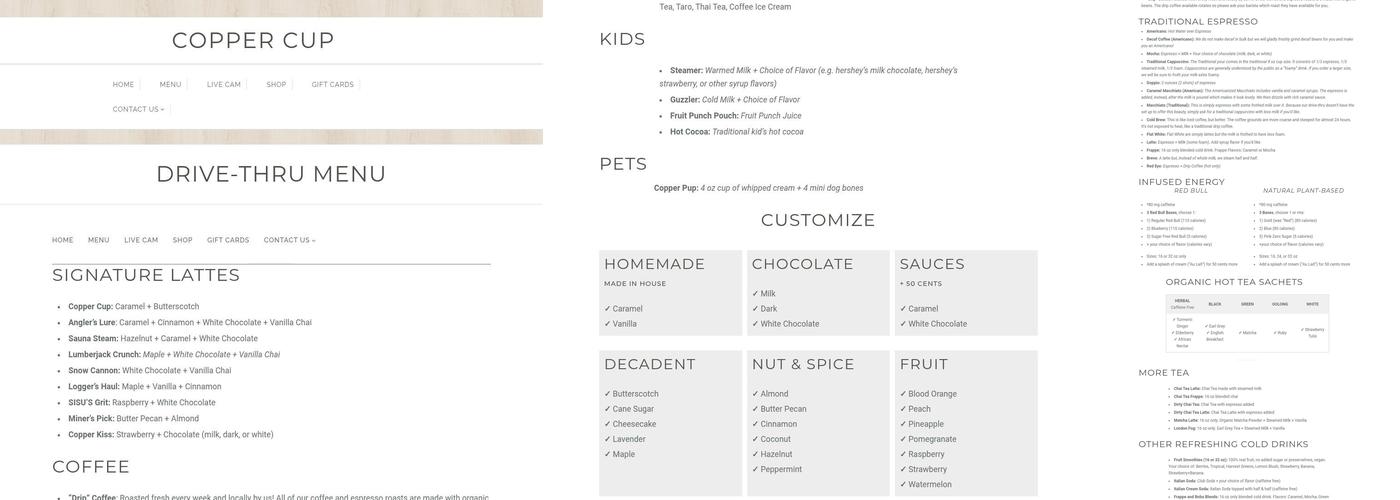 Copper Cup Menu