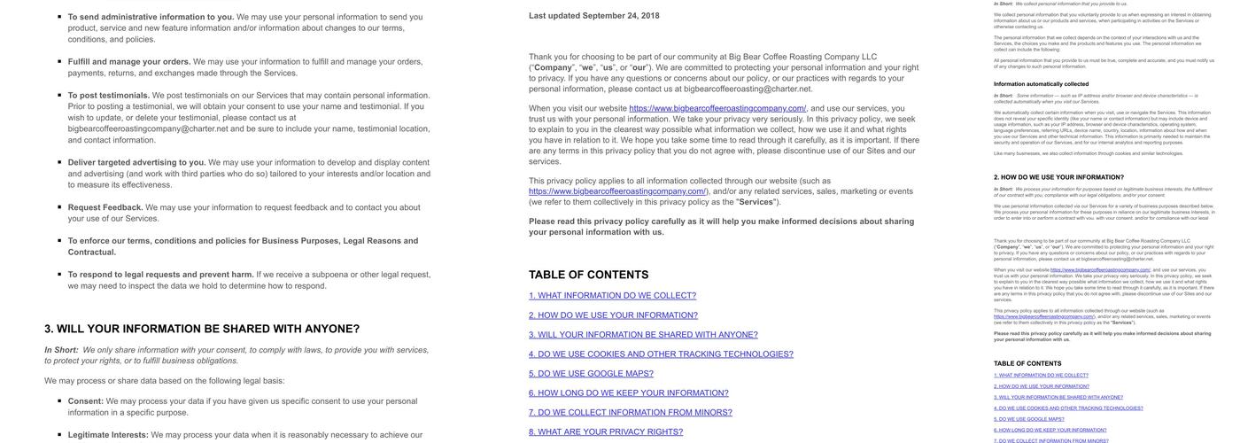 Big Bear Coffee Roasting Company Menu