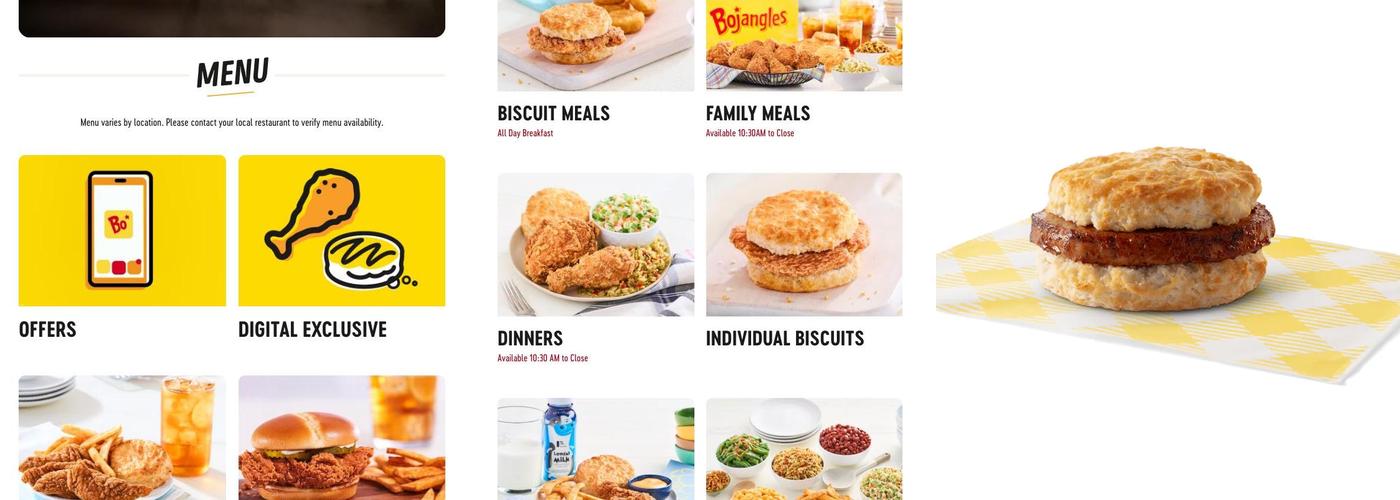 Bojangles Menu
