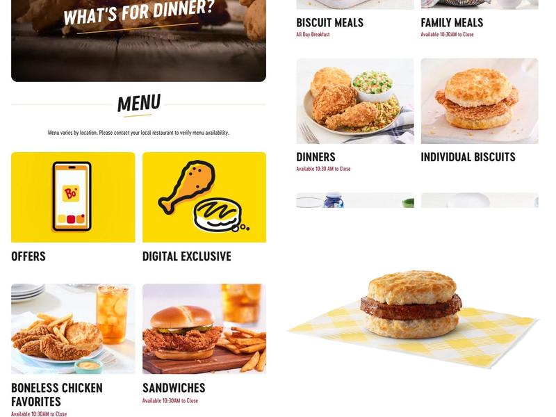 Bojangles Menu