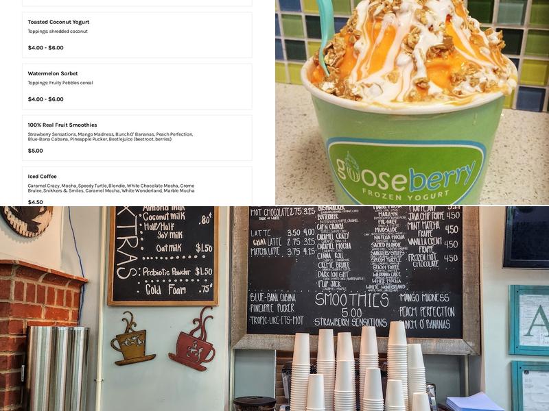 Gooseberry Frozen Yogurt Menu