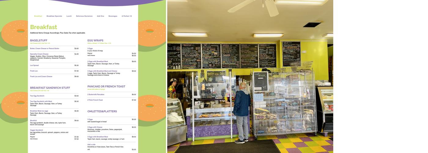 Bagful O' Bagels Menu