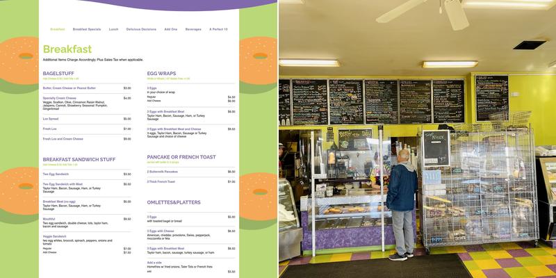 Bagful O' Bagels Menu