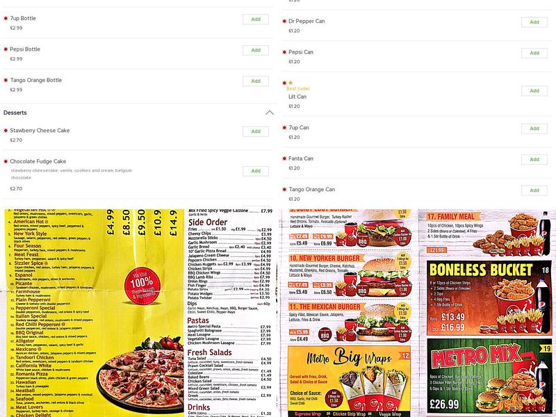 Metro Peri Peri Menu