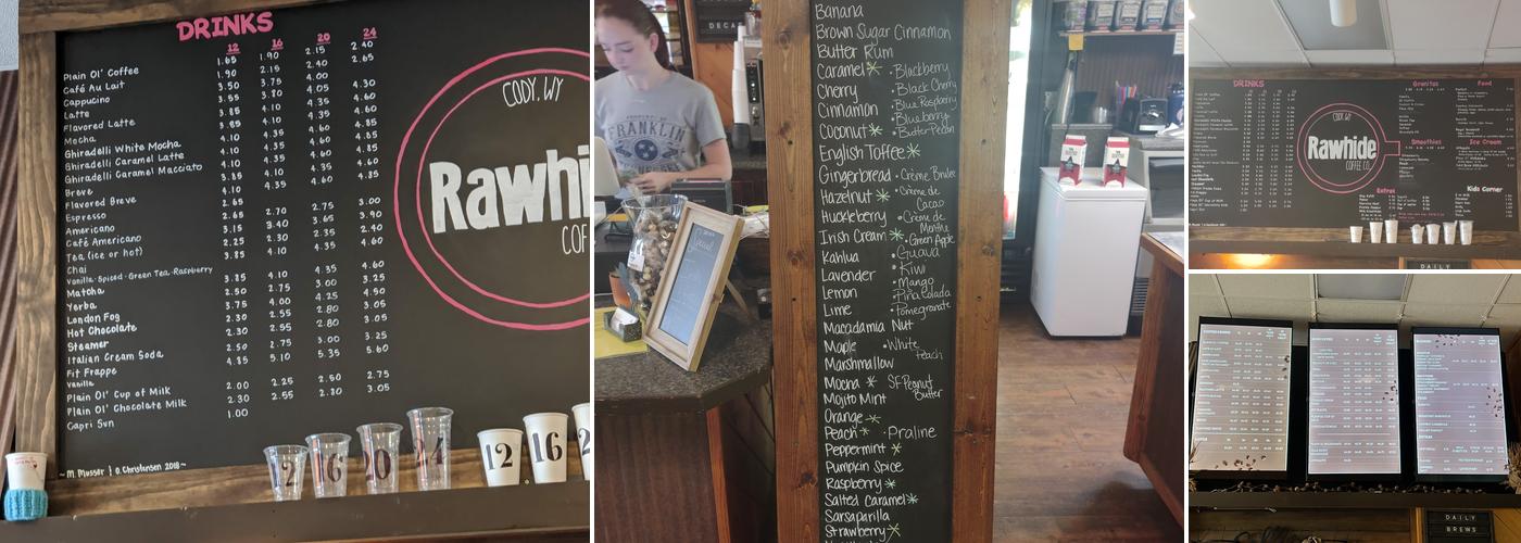 Rawhide Coffee Menu