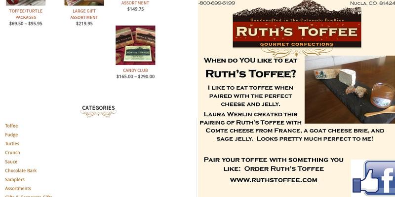 Ruth's Toffee Menu