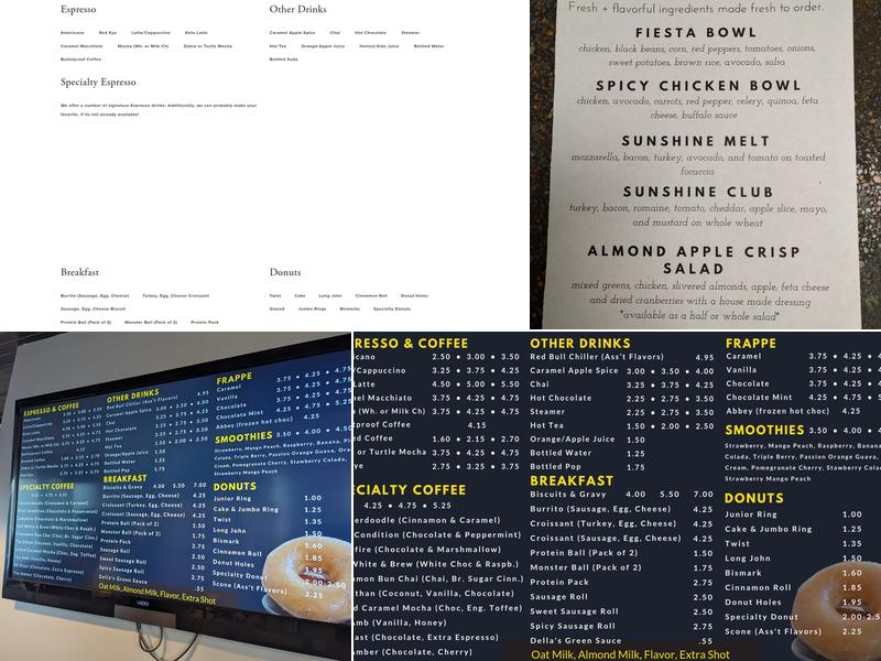 Sunshine Bakery-Daylight Donuts Menu