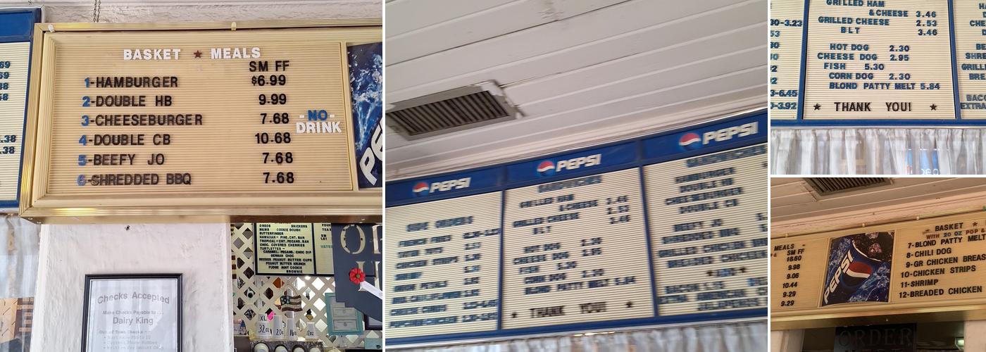 Dairy King Menu