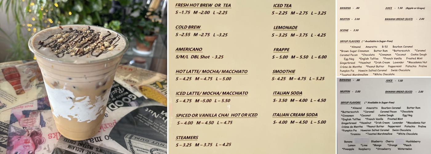 Perk Up Java Shop Menu